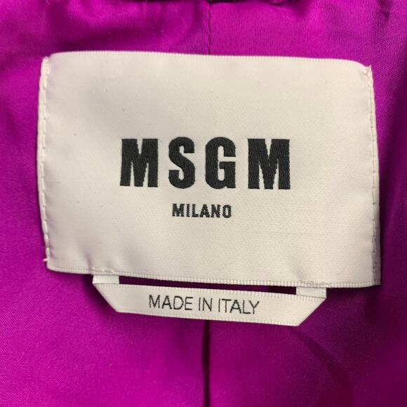 M Magenta Pink Modacrylic Blend Textured Faux Fur Notch Lapel Double Breasted - Picture 5 of 9
